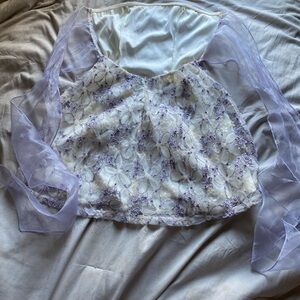 Lucy in the Sky Asymmetrical Sheer Purple Mini Dress